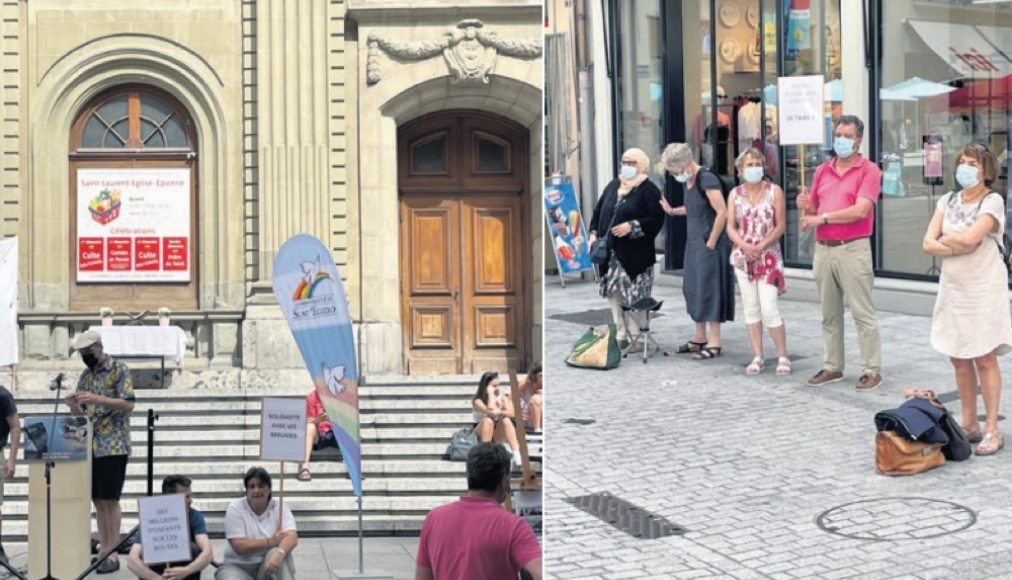 Unis dans la prière. Le 19 juin dernier, à Lausanne, célébration interreligieuse pour les personnes de toutes les religions décédées sur le chemin de l’exil. / © D. Voinçon